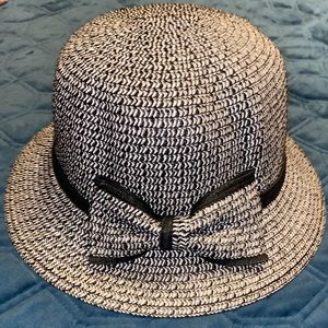 Black and White Bucket Hat with Bow